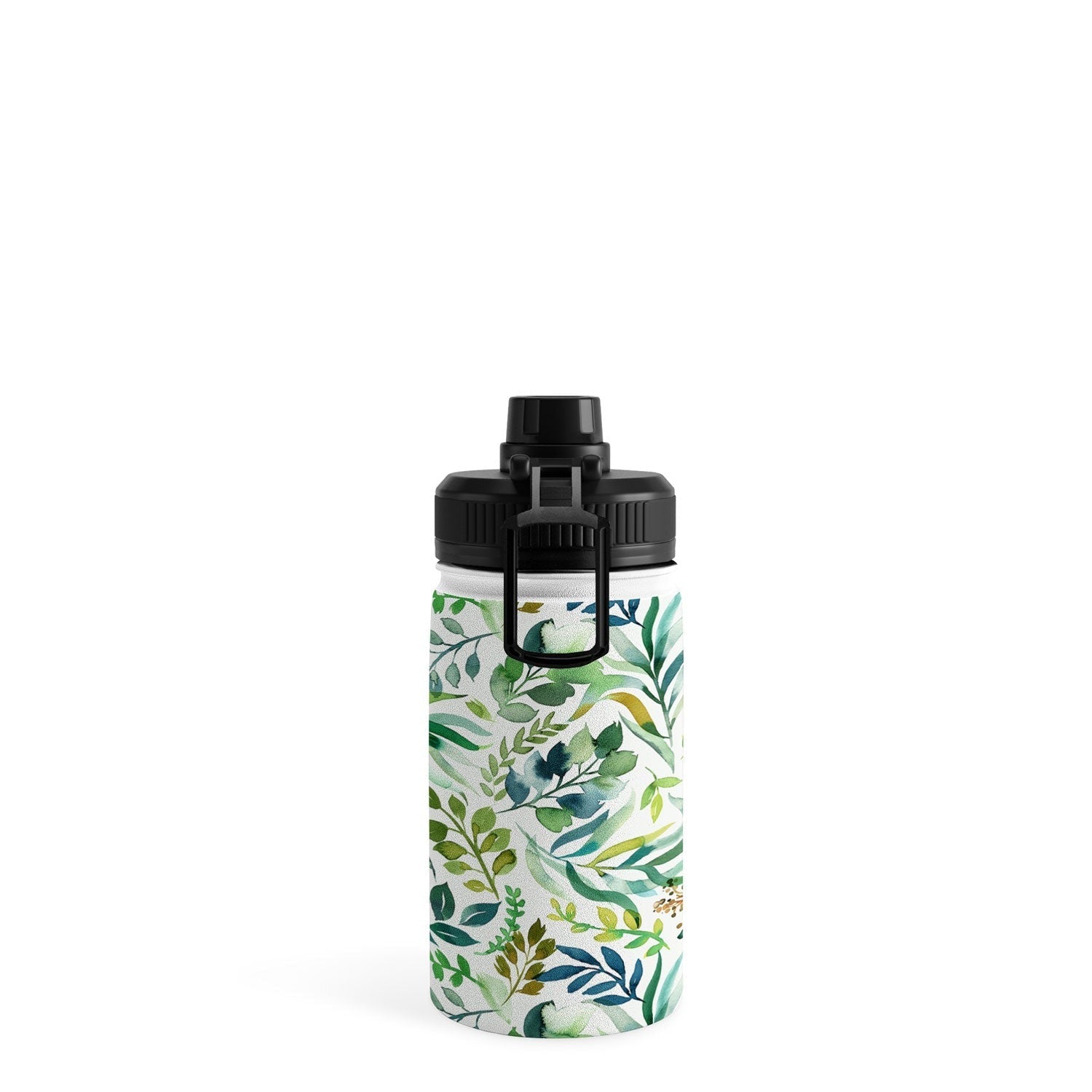 Ninola Design Botanic Retreat Loose Botanical Leaves Watercolor Green Water Bottle