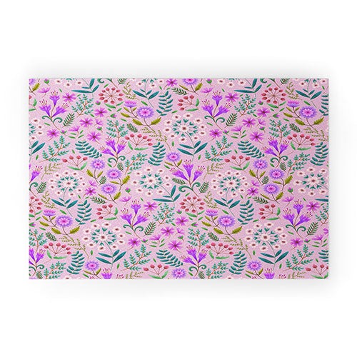 Pimlada Phuapradit Ditsy Purple Floral Half Drop Welcome Mat