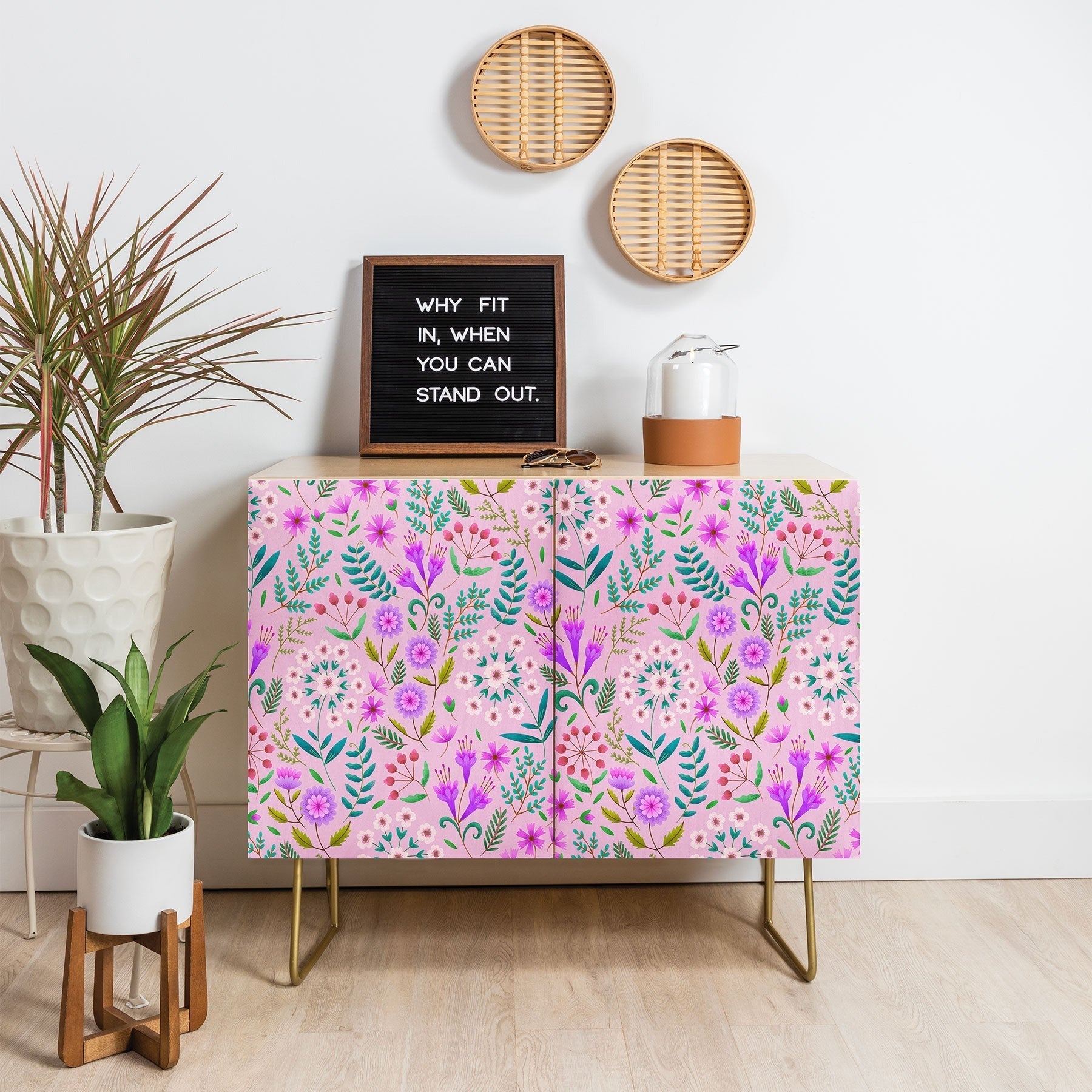Pimlada Phuapradit Ditsy Purple Floral Half Drop Credenza