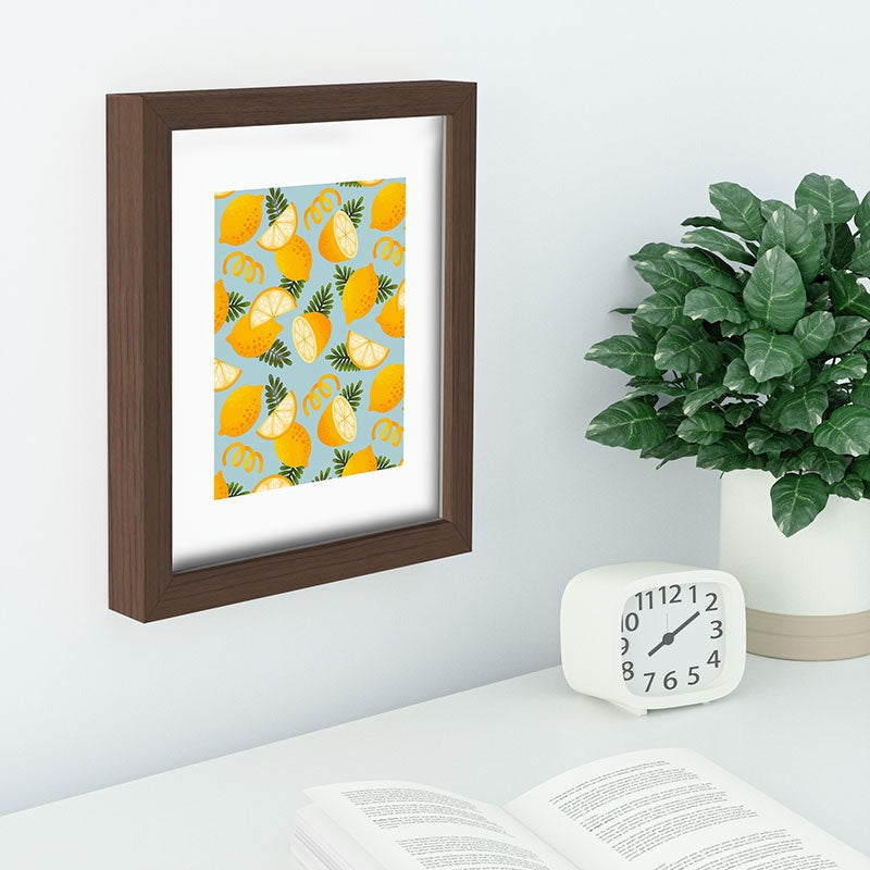 Jessica Molina Lemon Pattern on Sky Blue Recessed Framing Rectangle