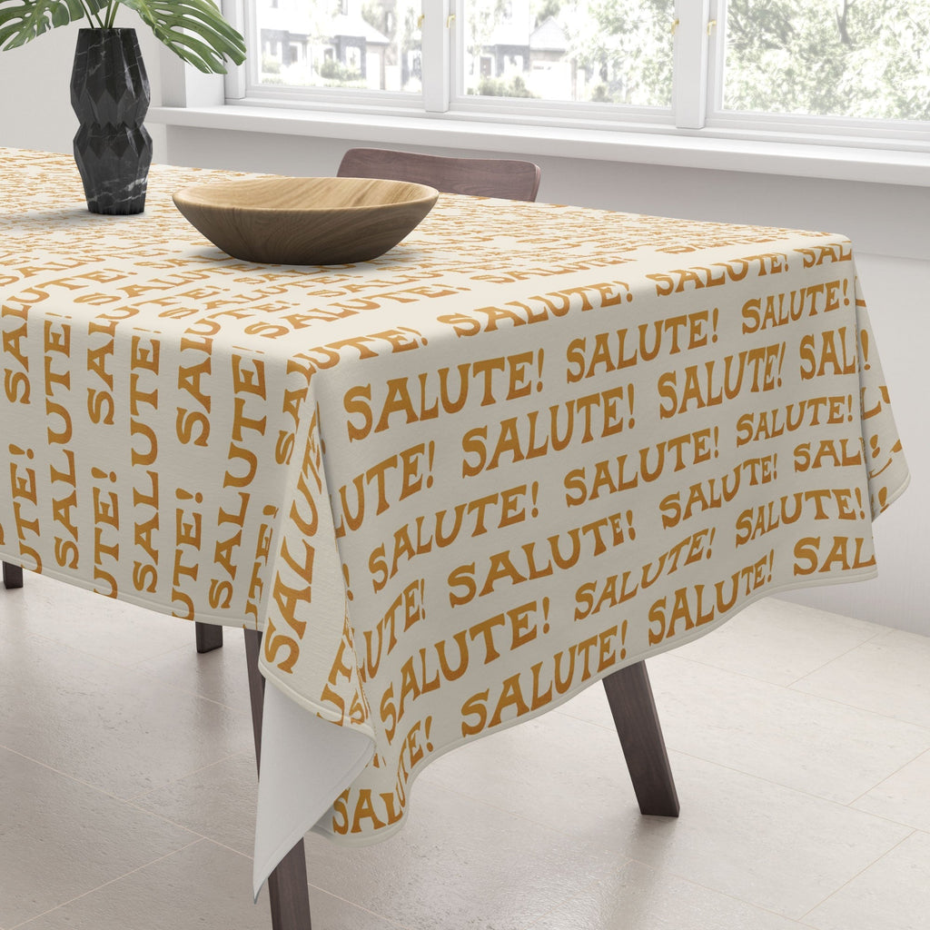 Jessica Molina Salute Gold Pattern on Cream Tablecloth