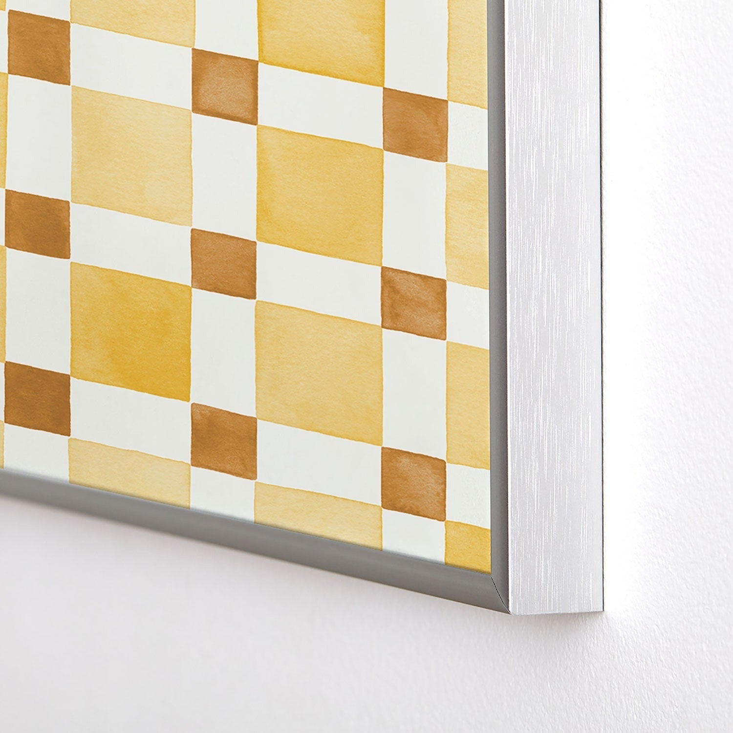 Ninola Design Everyday Artifact Checker Mosaic Tiles Geometry Yellow Square Metal Framed Art Print