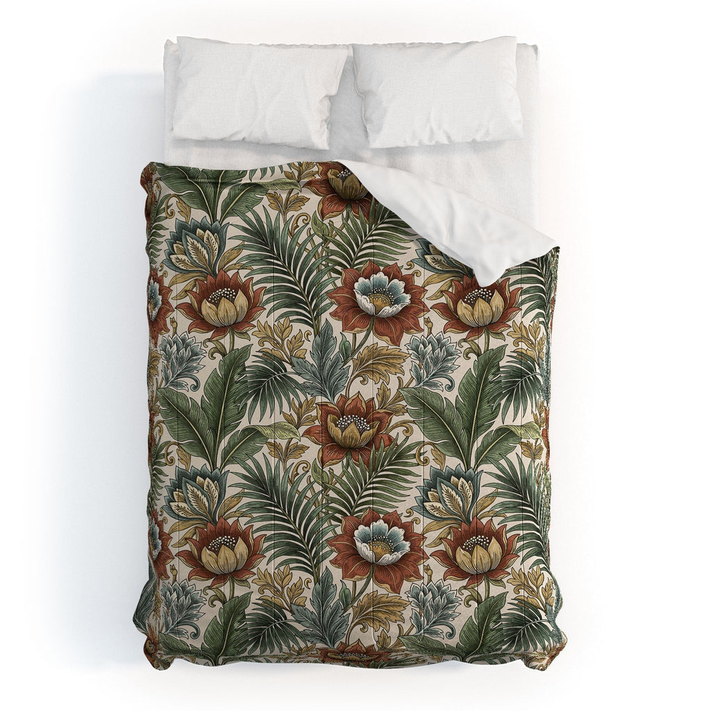 Marta Barragan Camarasa Retro Jungle Garden Comforter