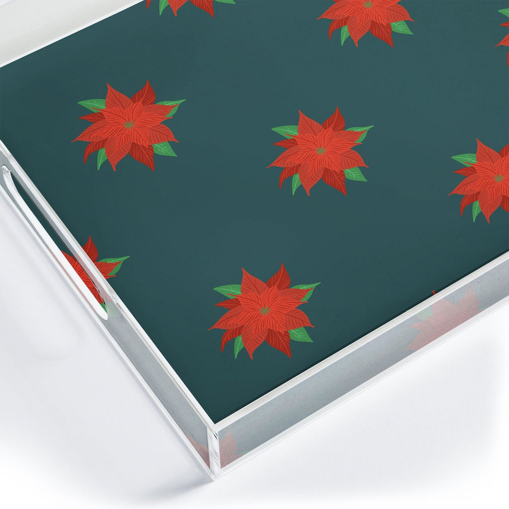 Design by Spark Poinsettia Florals Acrylic Tray