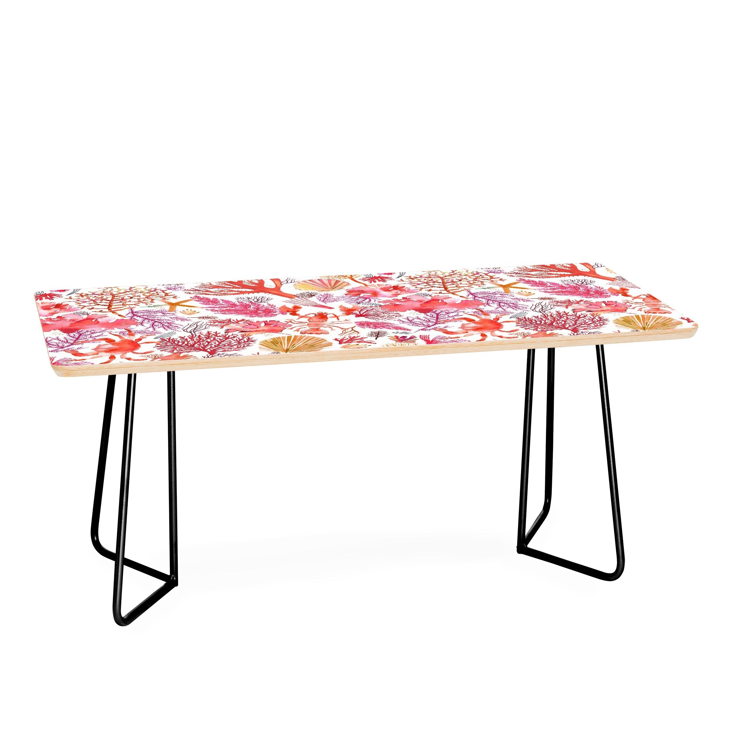 Ninola Design Botanic Retreat Coral Reef Crab Lobster Red Coffee Table