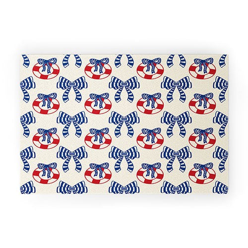 Design by Spark Nautical Christmas Bows Welcome Mat