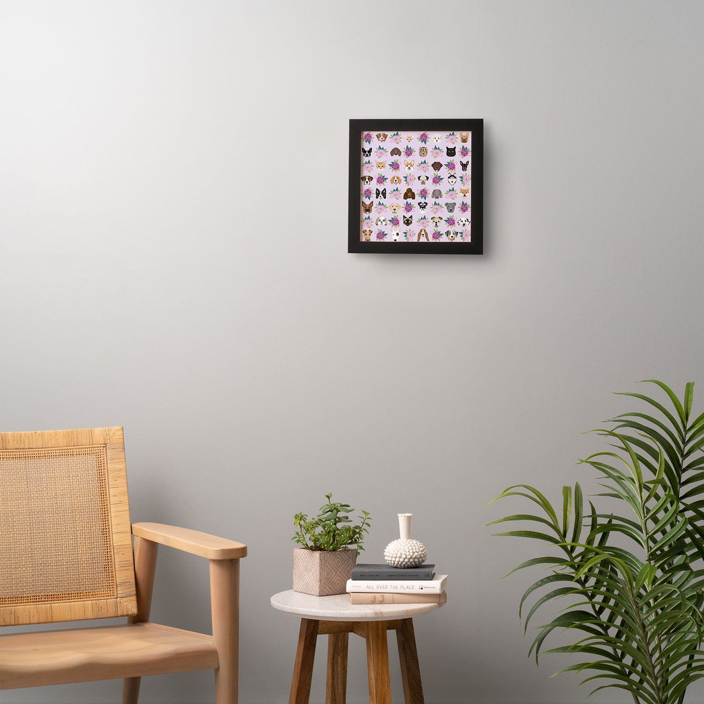Petfriendly Dogs and cats pet friendly floral Framed Wall Art
