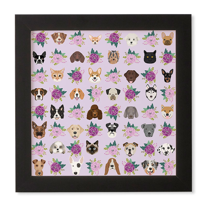 Petfriendly Dogs and cats pet friendly floral Framed Wall Art