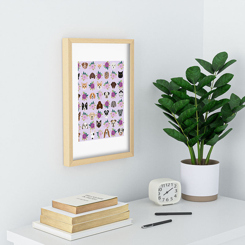 Petfriendly Dogs and cats pet friendly floral Recessed Framing Rectangle