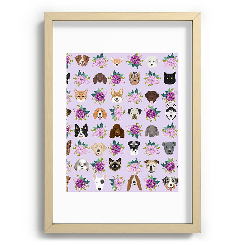 Petfriendly Dogs and cats pet friendly floral Recessed Framing Rectangle