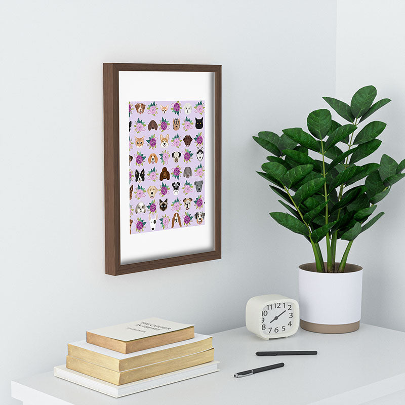 Petfriendly Dogs and cats pet friendly floral Recessed Framing Rectangle