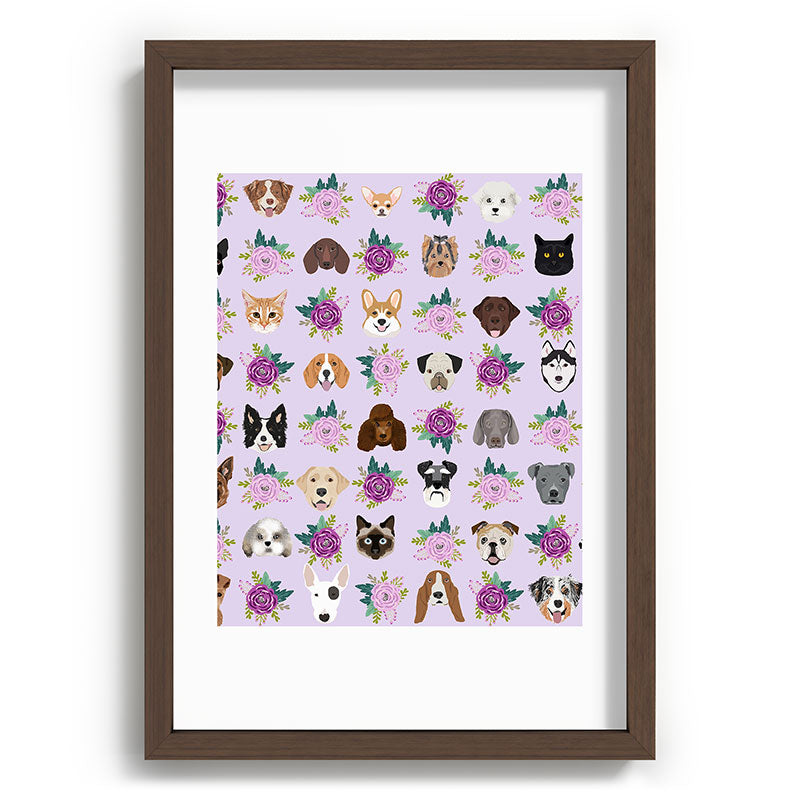 Petfriendly Dogs and cats pet friendly floral Recessed Framing Rectangle