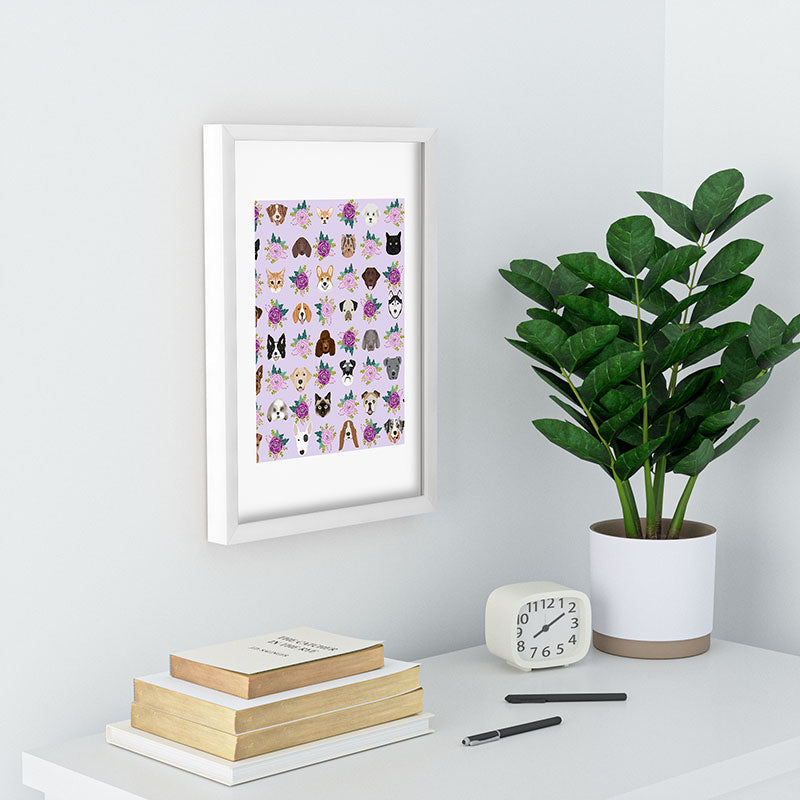 Petfriendly Dogs and cats pet friendly floral Recessed Framing Rectangle