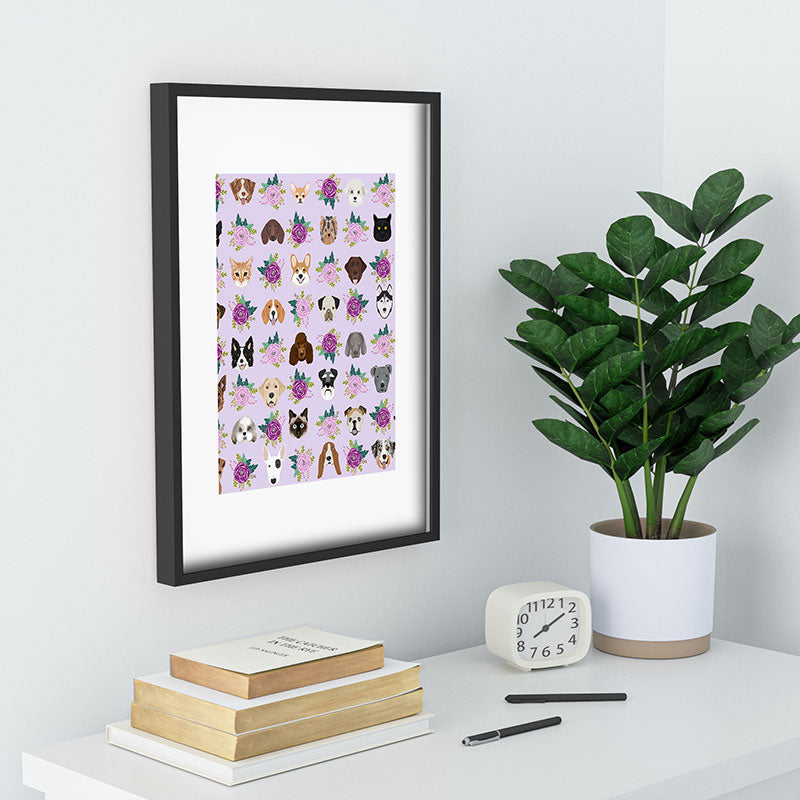 Petfriendly Dogs and cats pet friendly floral Recessed Framing Rectangle