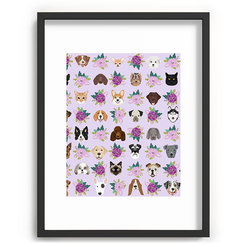 Petfriendly Dogs and cats pet friendly floral Recessed Framing Rectangle