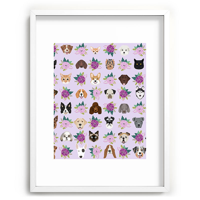 Petfriendly Dogs and cats pet friendly floral Recessed Framing Rectangle