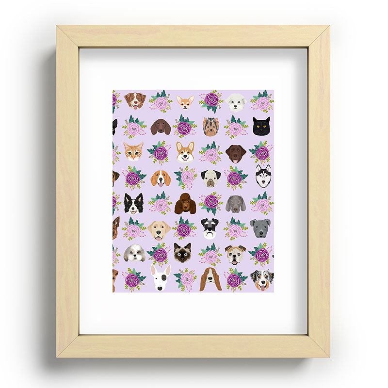Petfriendly Dogs and cats pet friendly floral Recessed Framing Rectangle
