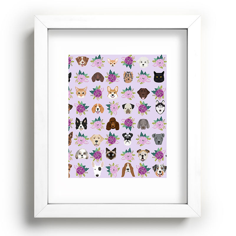Petfriendly Dogs and cats pet friendly floral Recessed Framing Rectangle