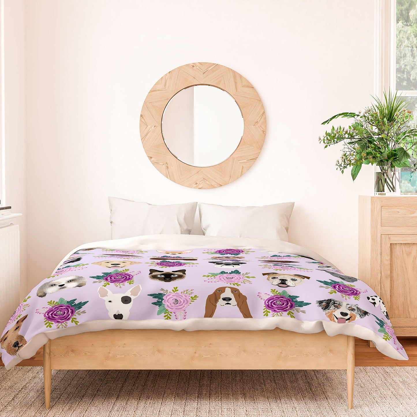 Petfriendly Dogs and cats pet friendly floral Duvet Cover
