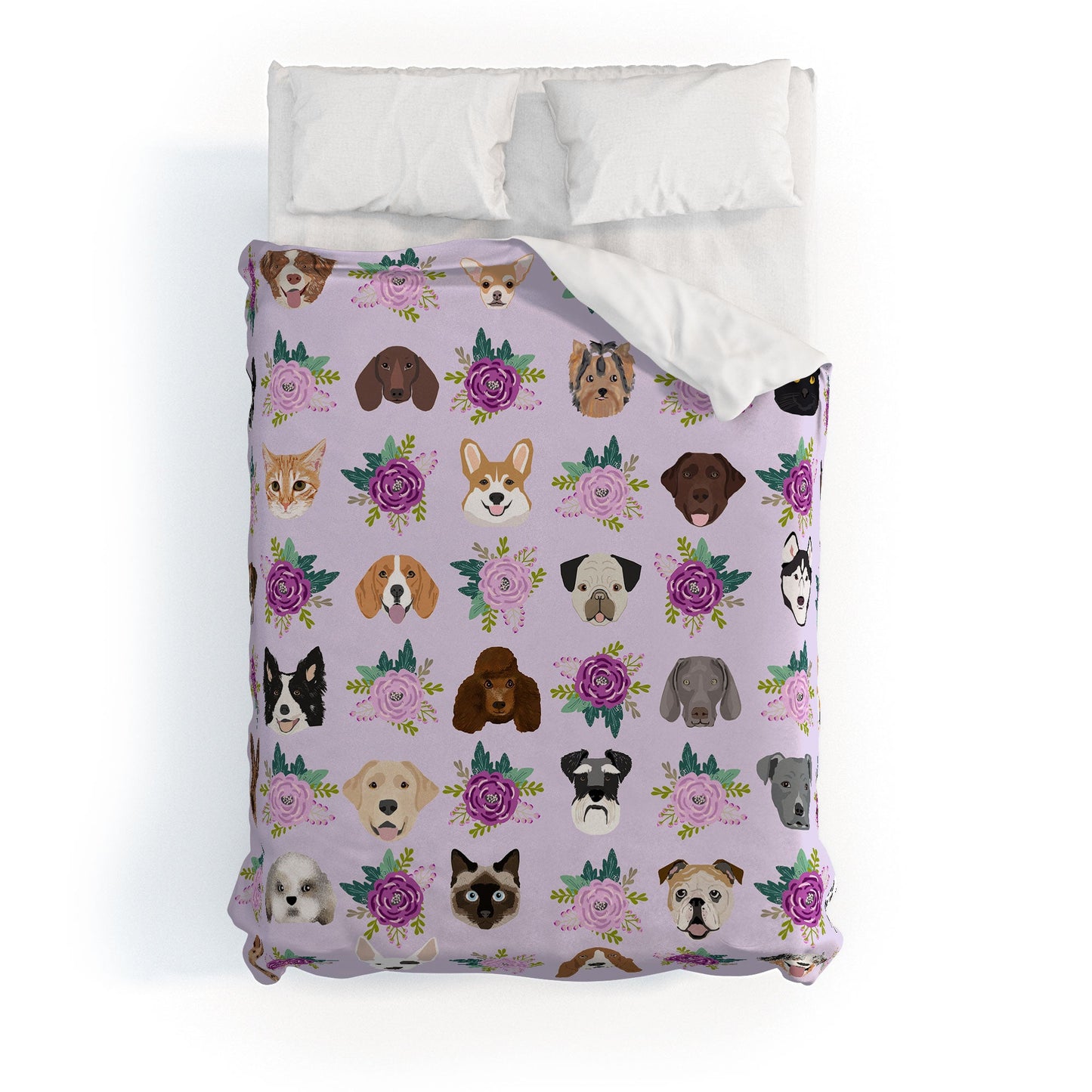 Petfriendly Dogs and cats pet friendly floral Duvet Cover