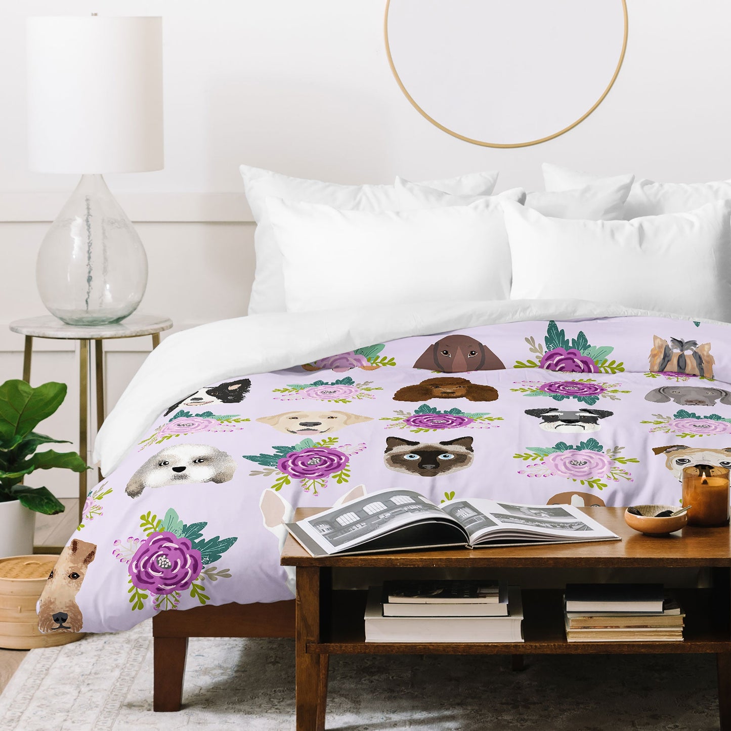 Petfriendly Dogs and cats pet friendly floral Duvet Cover