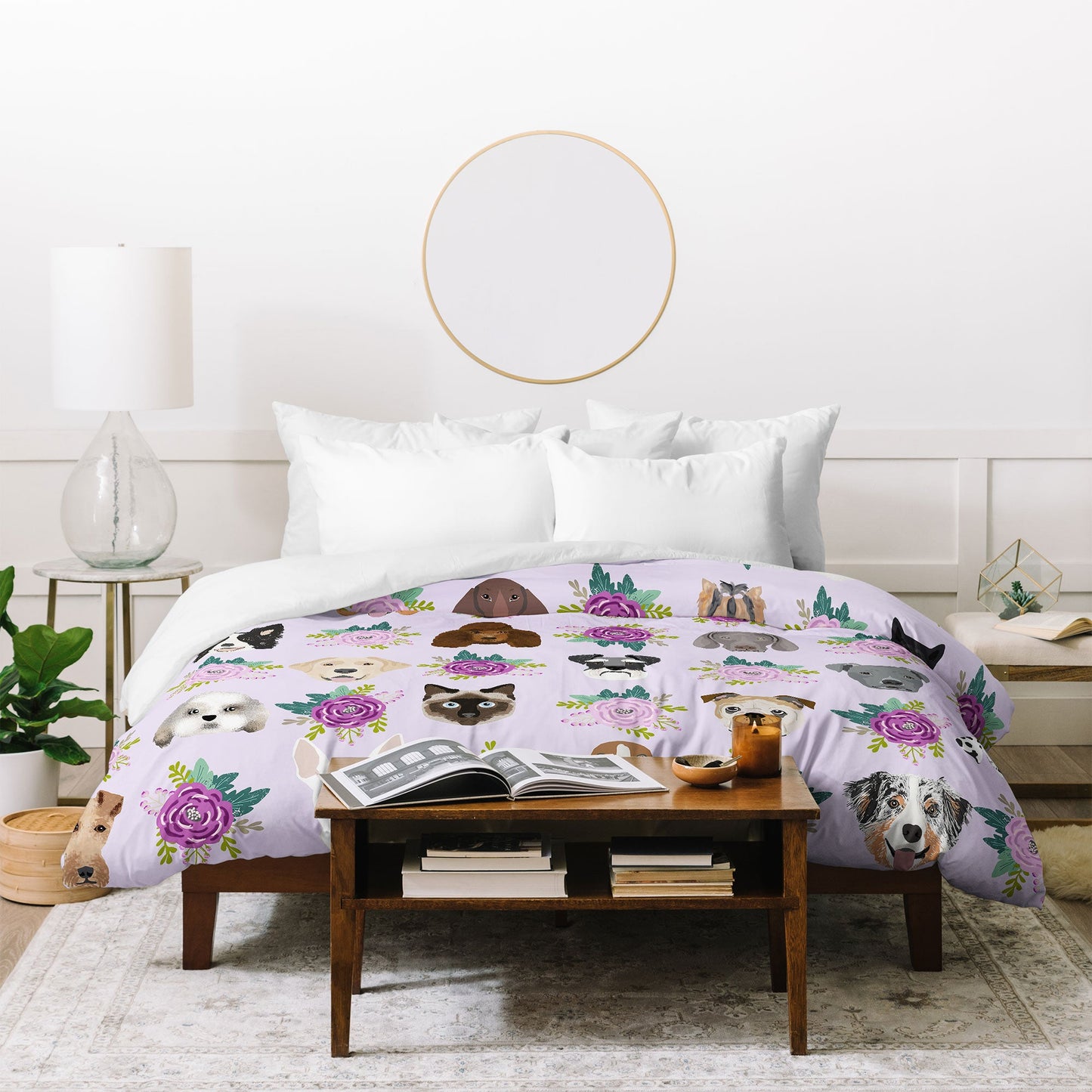 Petfriendly Dogs and cats pet friendly floral Duvet Cover