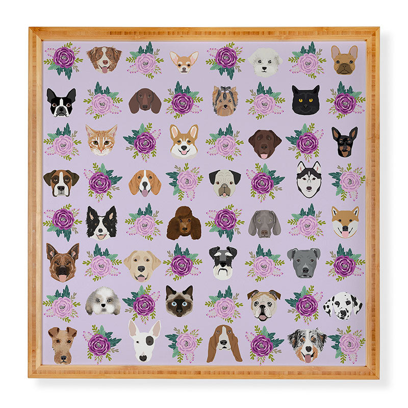Petfriendly Dogs and cats pet friendly floral Framed Wall Art