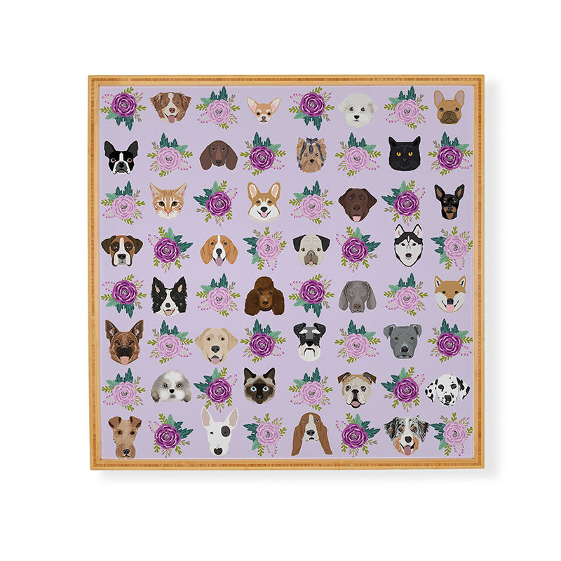 Petfriendly Dogs and cats pet friendly floral Framed Wall Art