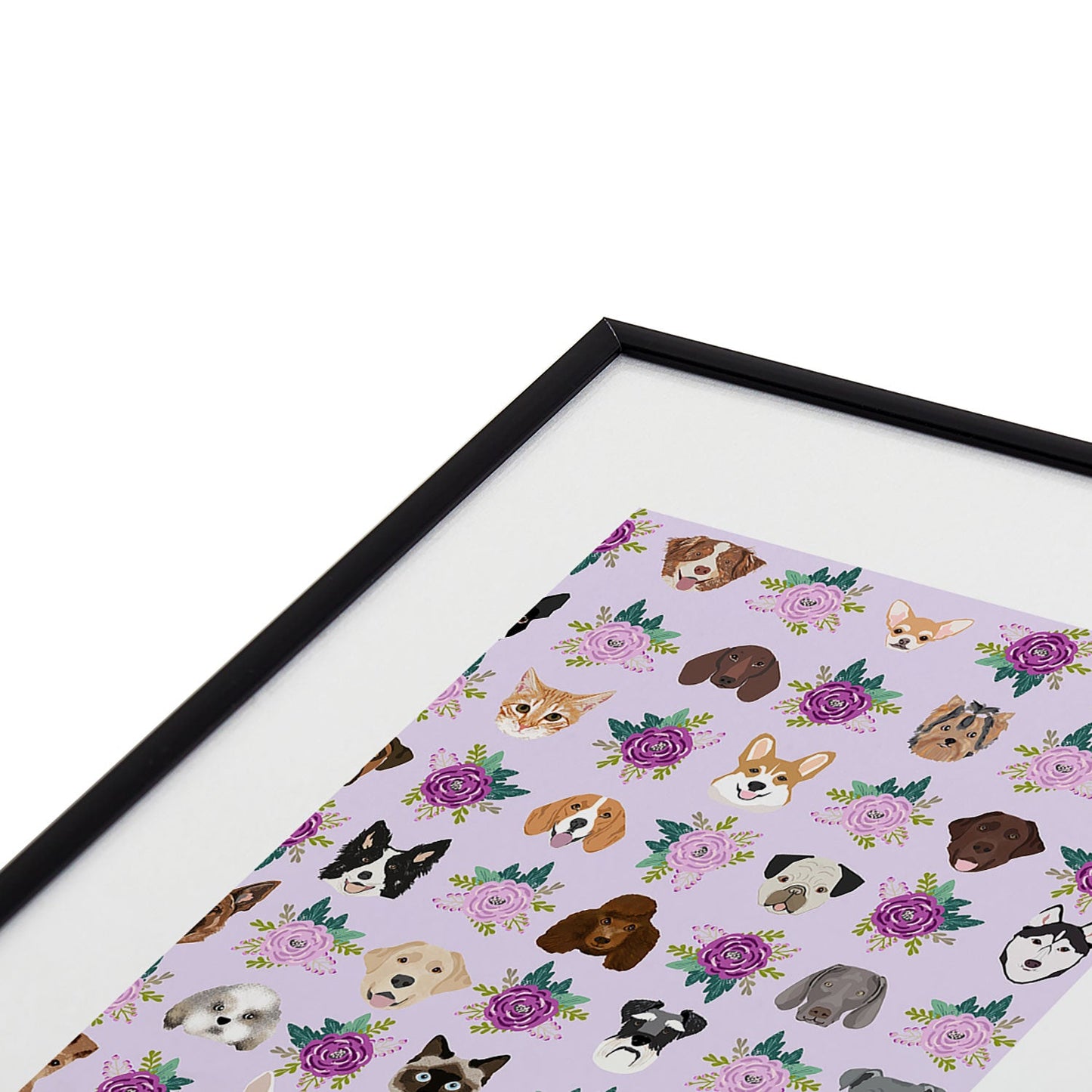 Petfriendly Dogs and cats pet friendly floral Metal Framed Art Print