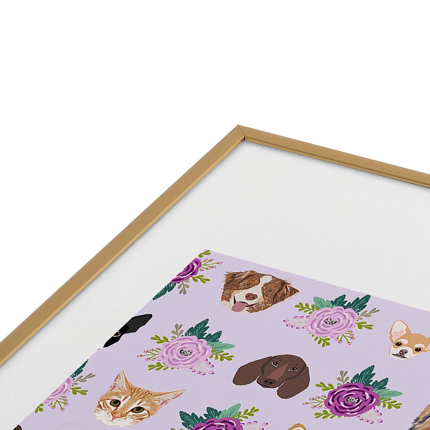 Petfriendly Dogs and cats pet friendly floral Metal Framed Art Print