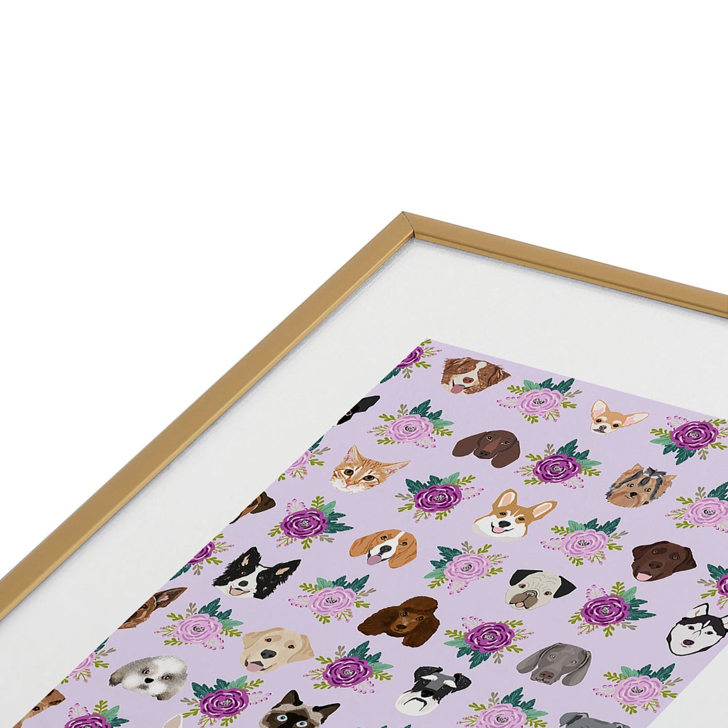 Petfriendly Dogs and cats pet friendly floral Metal Framed Art Print