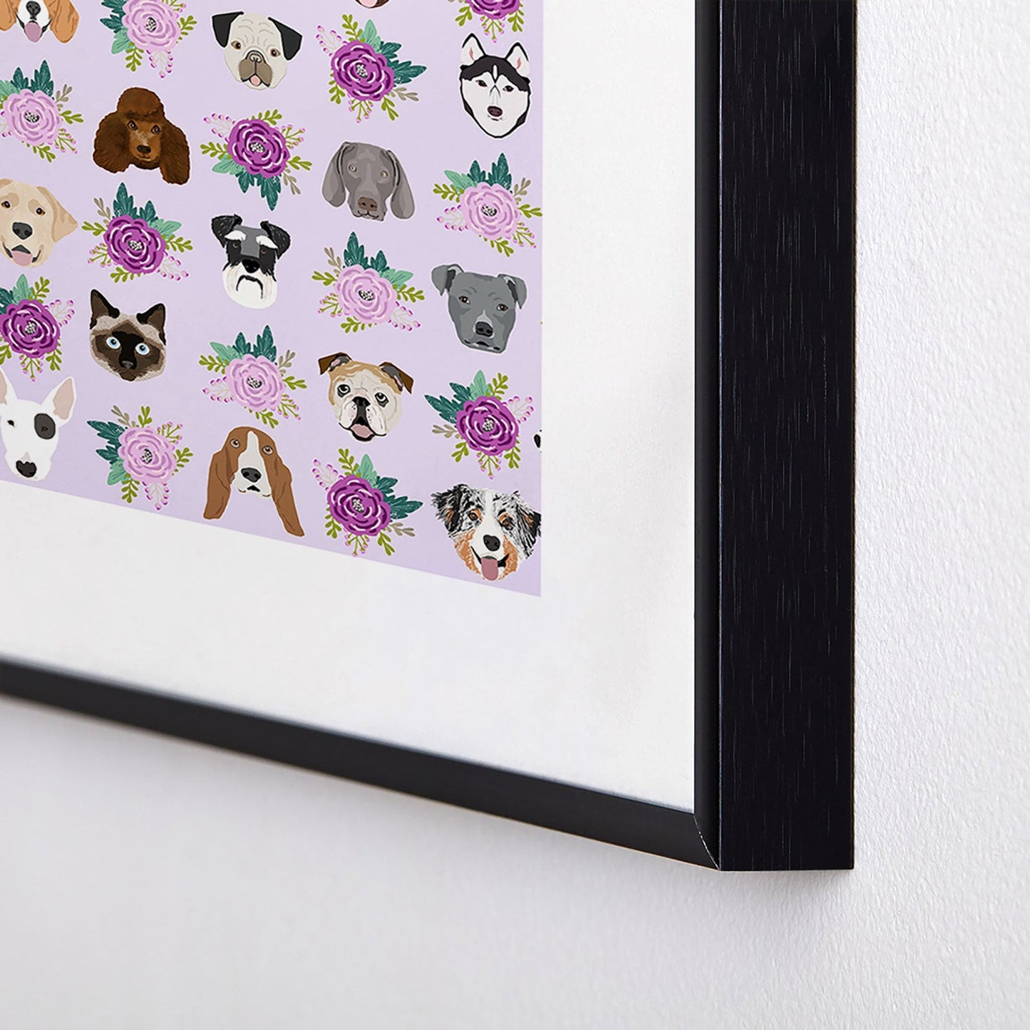 Petfriendly Dogs and cats pet friendly floral Metal Framed Art Print