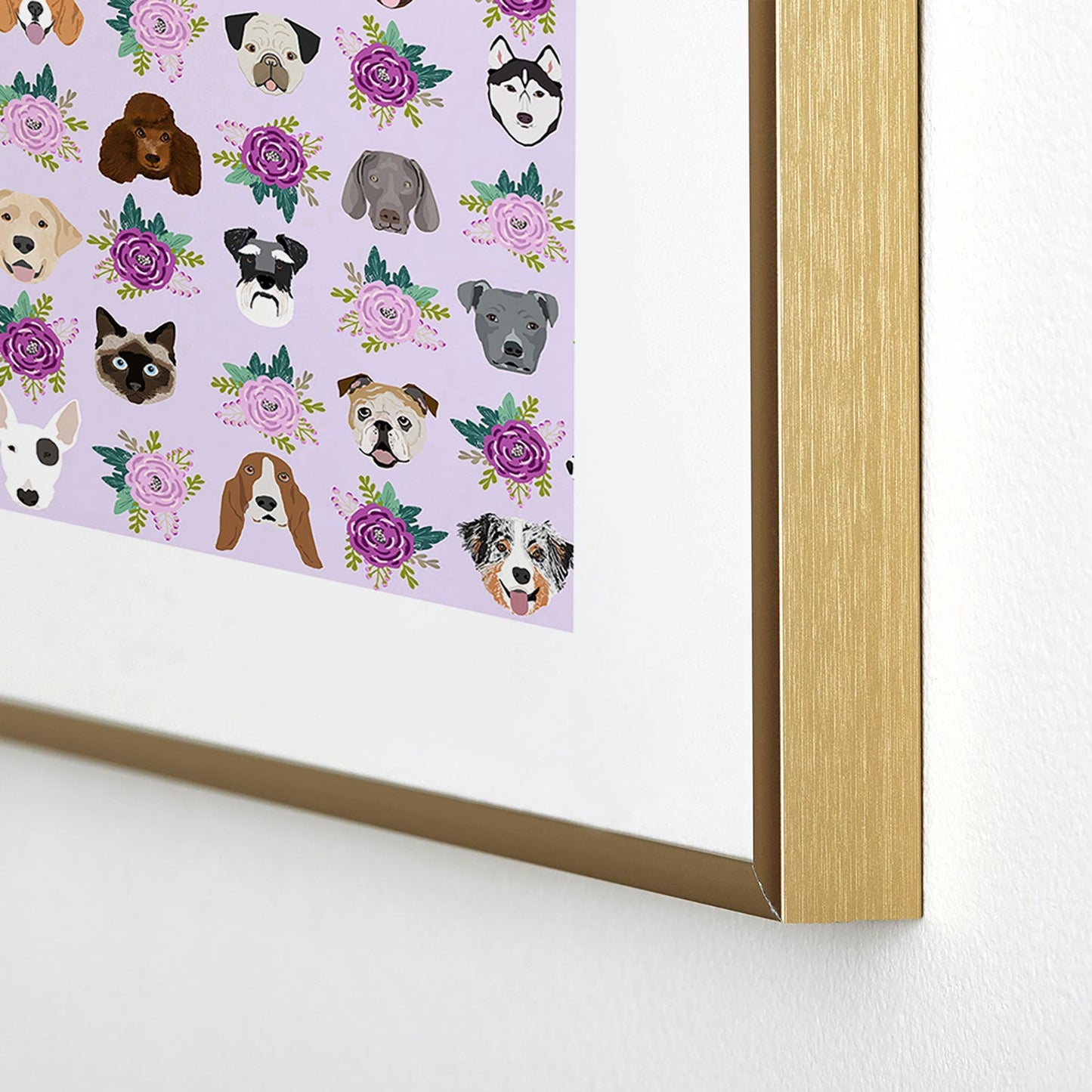 Petfriendly Dogs and cats pet friendly floral Metal Framed Art Print