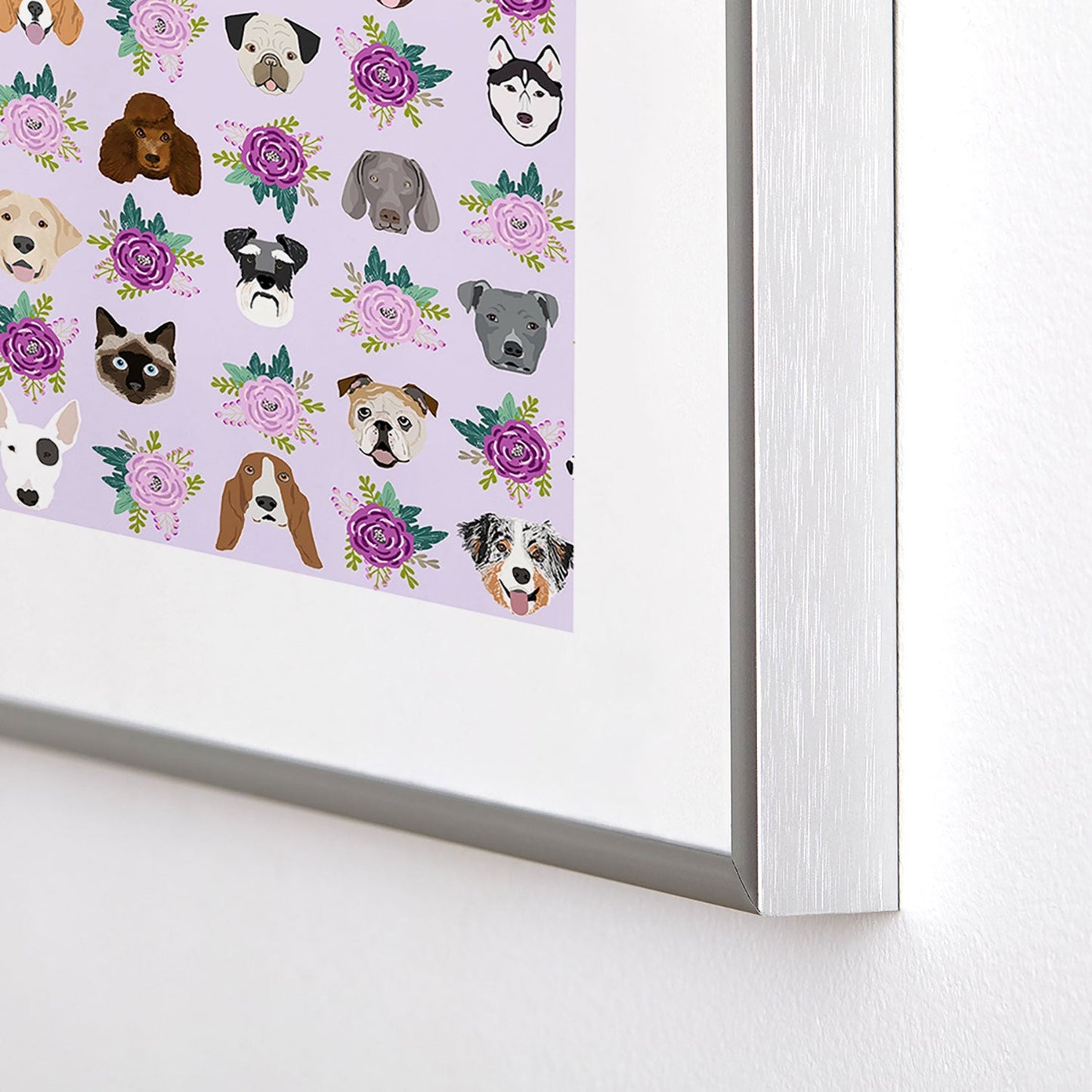 Petfriendly Dogs and cats pet friendly floral Metal Framed Art Print
