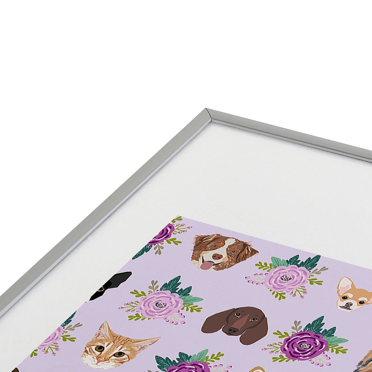 Petfriendly Dogs and cats pet friendly floral Metal Framed Art Print