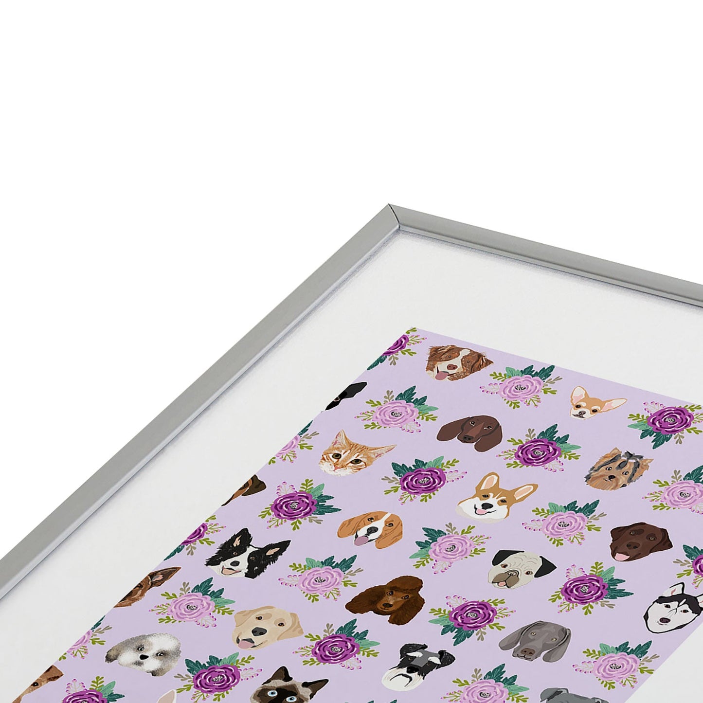Petfriendly Dogs and cats pet friendly floral Metal Framed Art Print