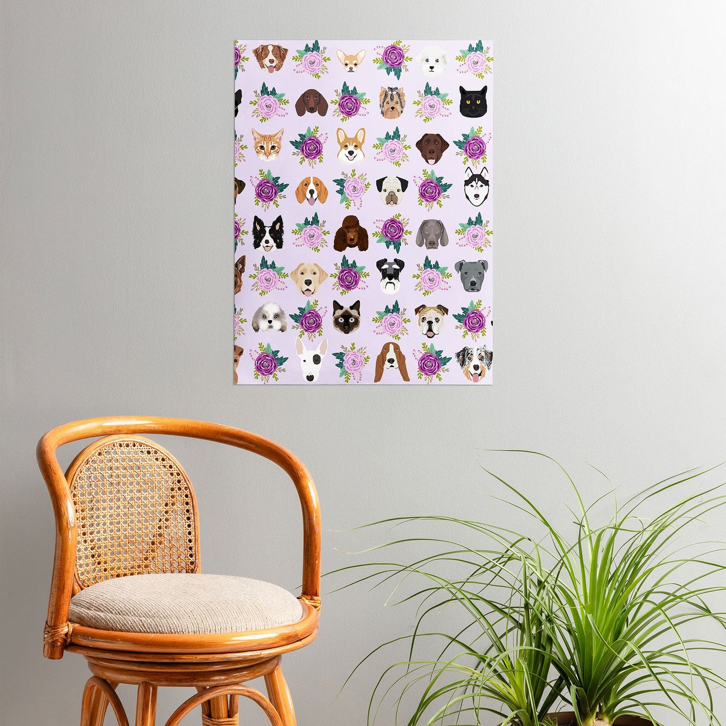 Petfriendly Dogs and cats pet friendly floral Poster