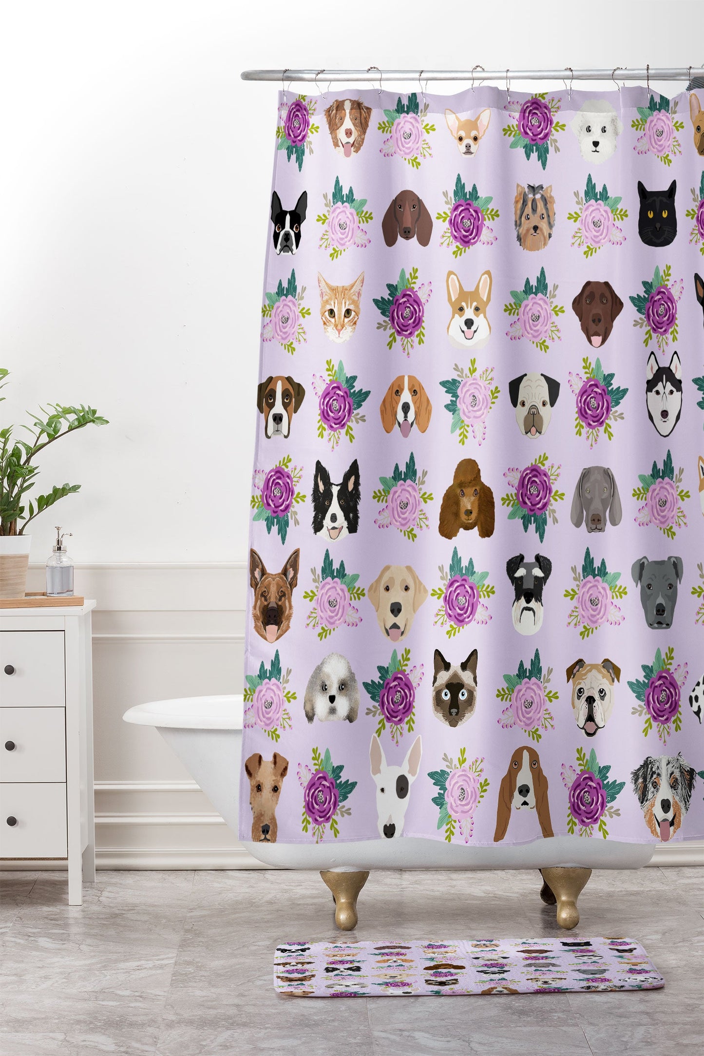 Petfriendly Dogs and cats pet friendly floral Memory Foam Bath Mat