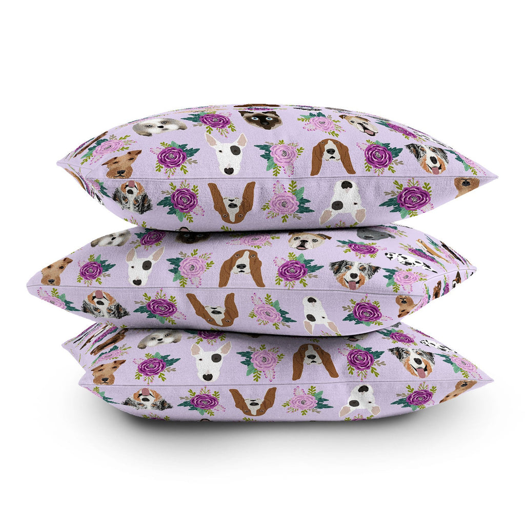 Petfriendly Dogs and cats pet friendly floral Throw Pillow