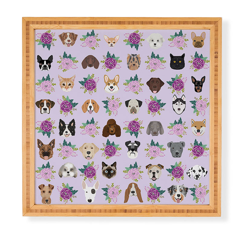 Petfriendly Dogs and cats pet friendly floral Framed Wall Art