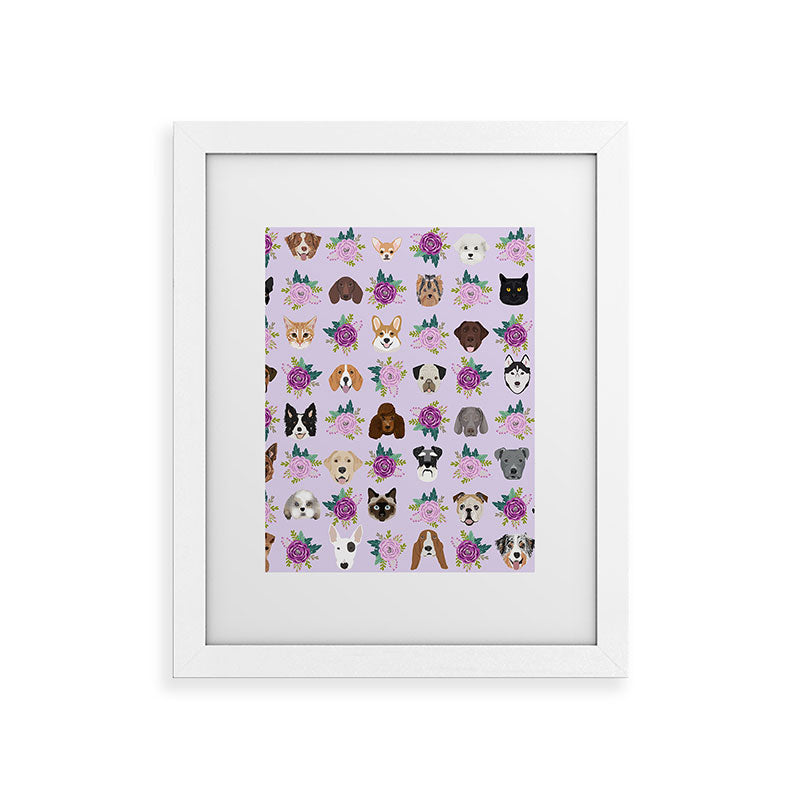 Petfriendly Dogs and cats pet friendly floral Framed Art Print