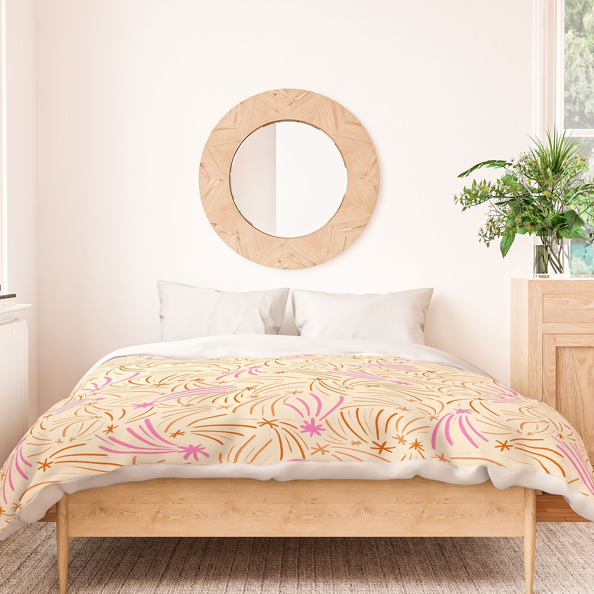 Little Om Pattern Shooting Stars cream Duvet Cover