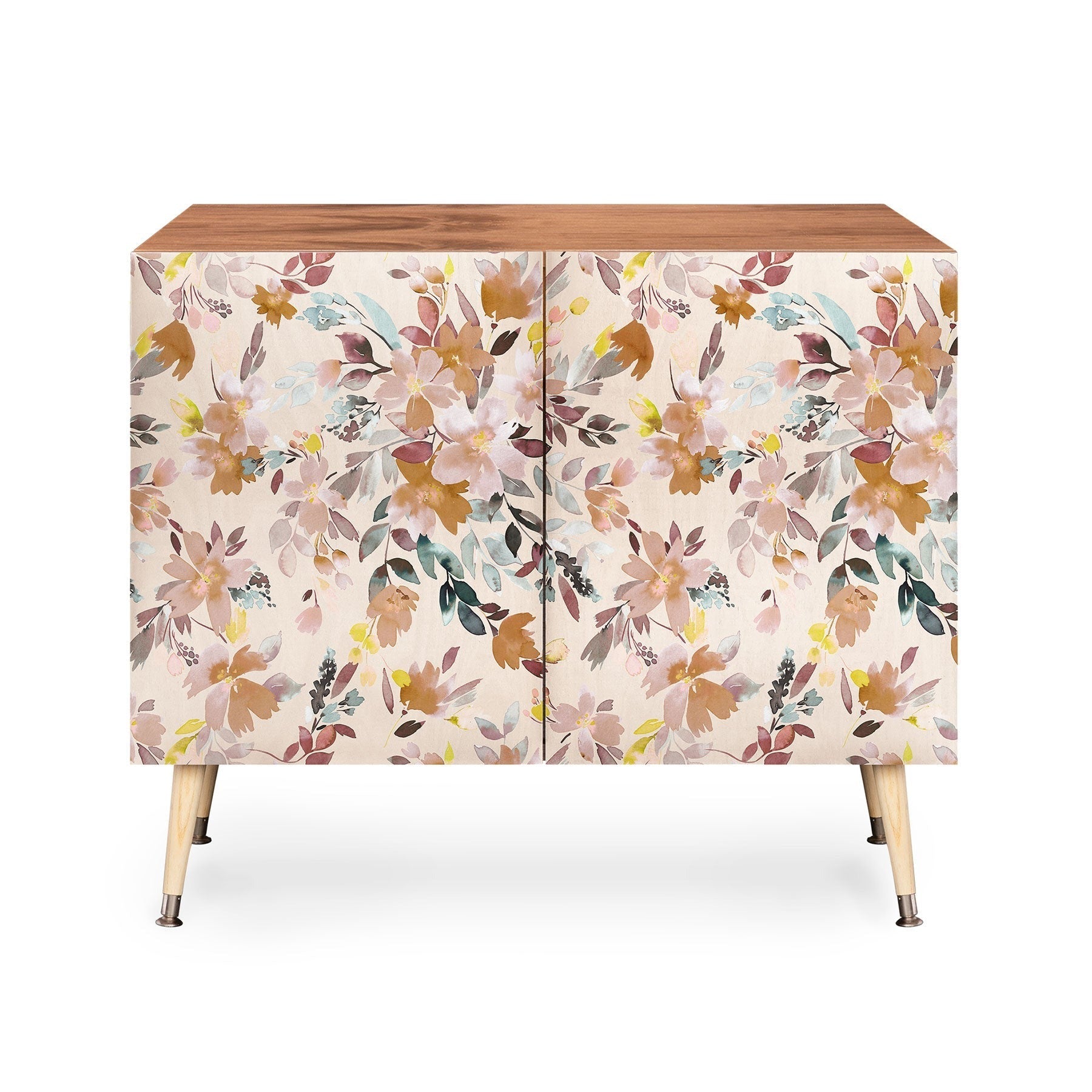 Ninola Design Botanic Retreat Floral Oleander Whimsical Soft Pink Credenza