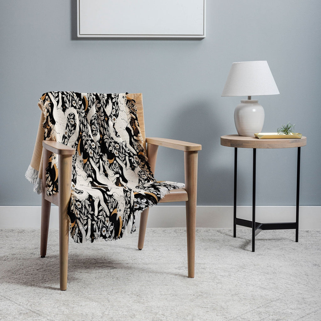 Avenie Celestial Cats Gold Throw Blanket