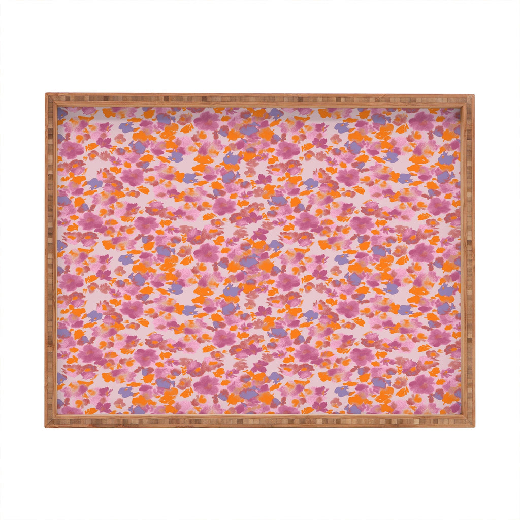 Gabriela Fuente Day Dreaming Watercolor Pink Rectangular Tray