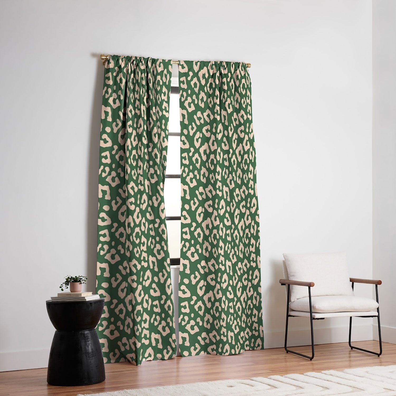 Avenie BR Cheetah Print In Green Blackout Window Curtain