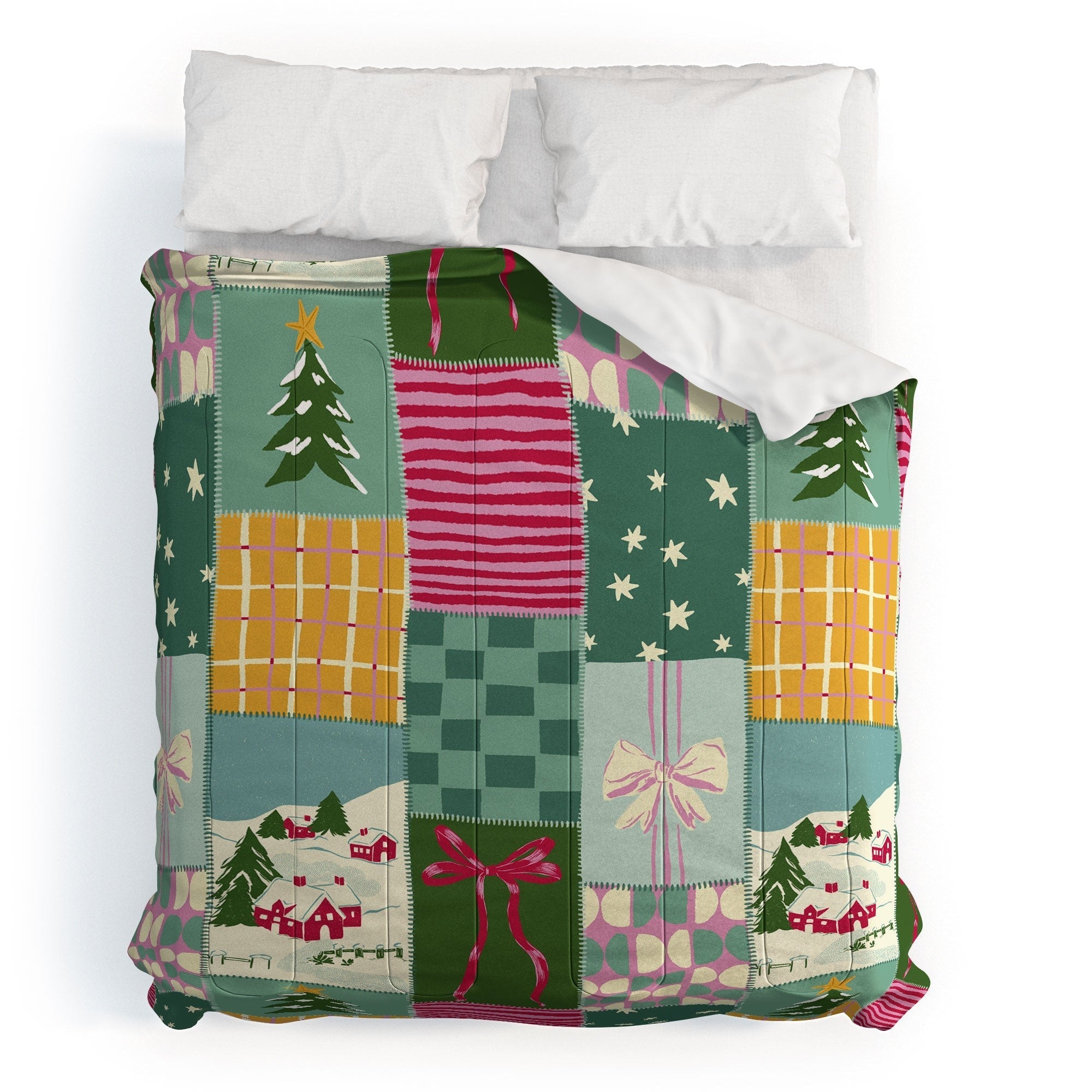 LouBruzzoni Cozy Christmas Patchwork Comforter