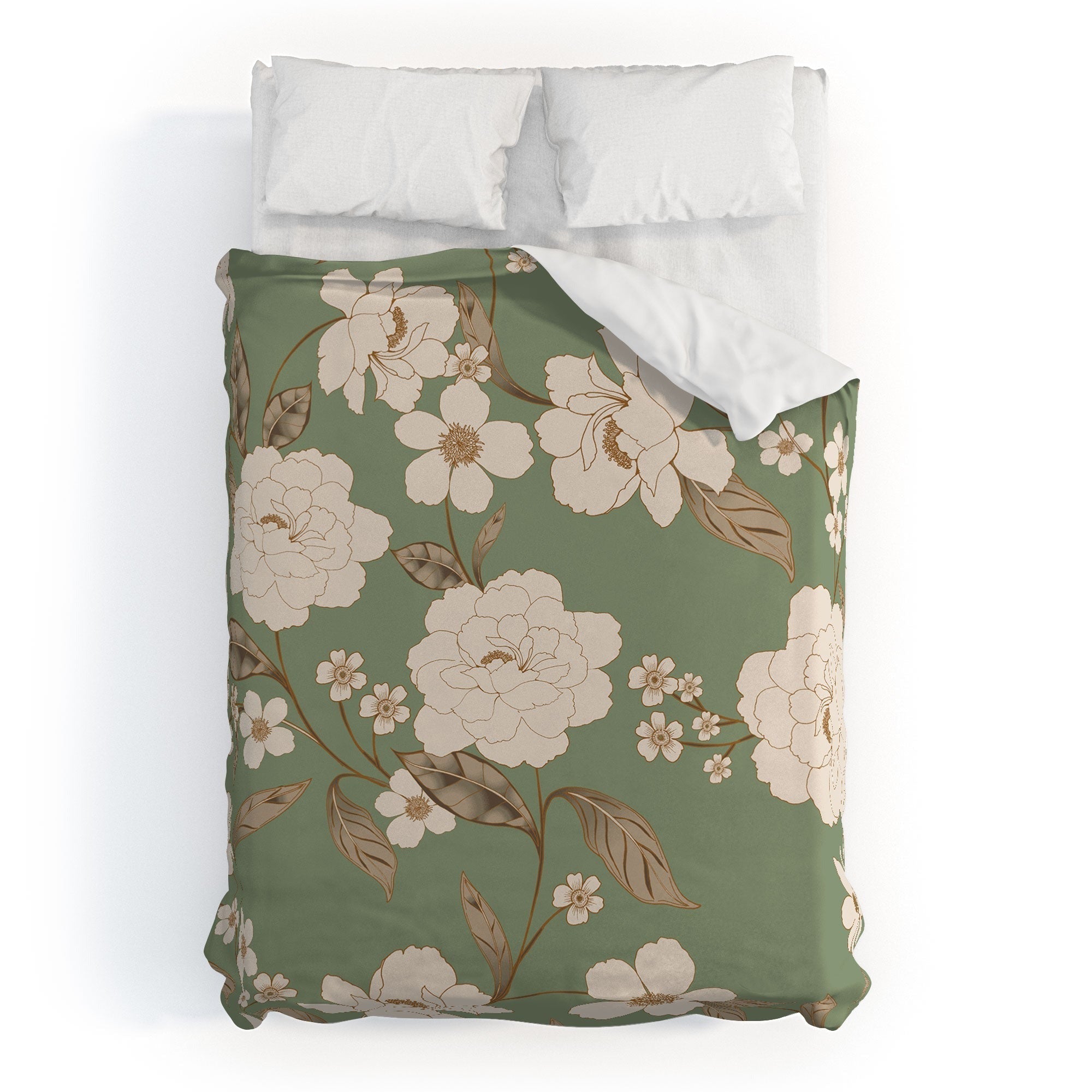Gabriela Fuente Olive Floral Roberta Duvet Cover