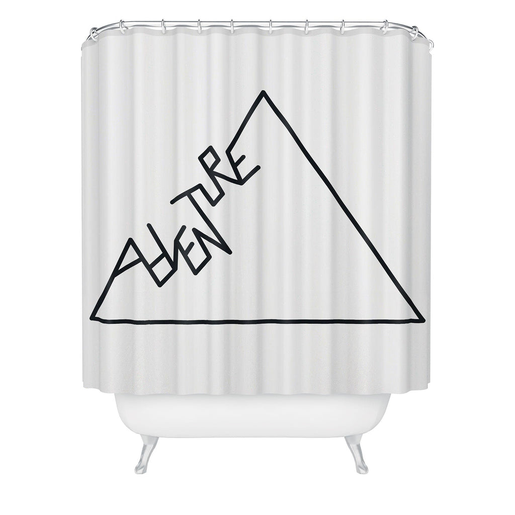 Phirst Black and white Adventure typo Shower Curtain