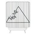 Phirst Black and white Adventure typo Shower Curtain